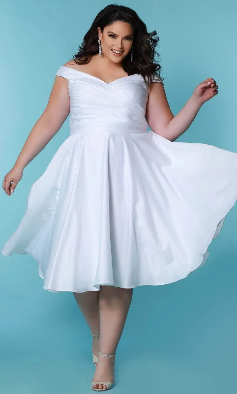 Mermaid Dress Sydney's Closet Bridal SC5302 - Midi Off Shoulder White Dress