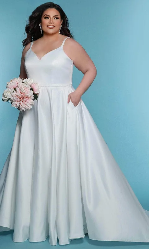 Off-Shoulder Dress Sydney's Closet Bridal SC5313 - Satin Sleeveless Bridal Gown
