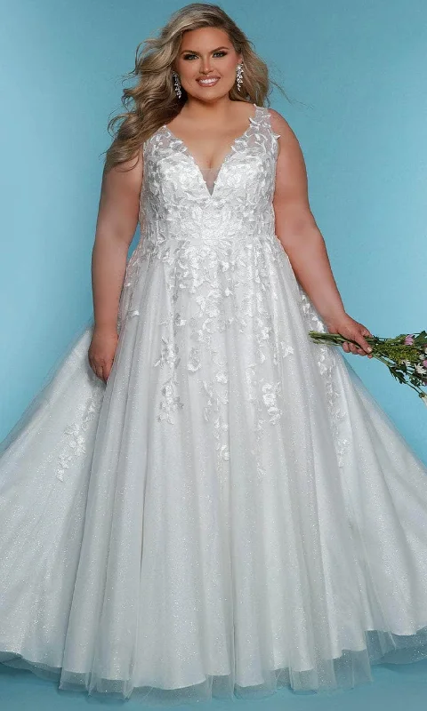 Long Sleeve Dress Sydney's Closet Bridal SC5318 - Embroidered Sleeveless Bridal Gown
