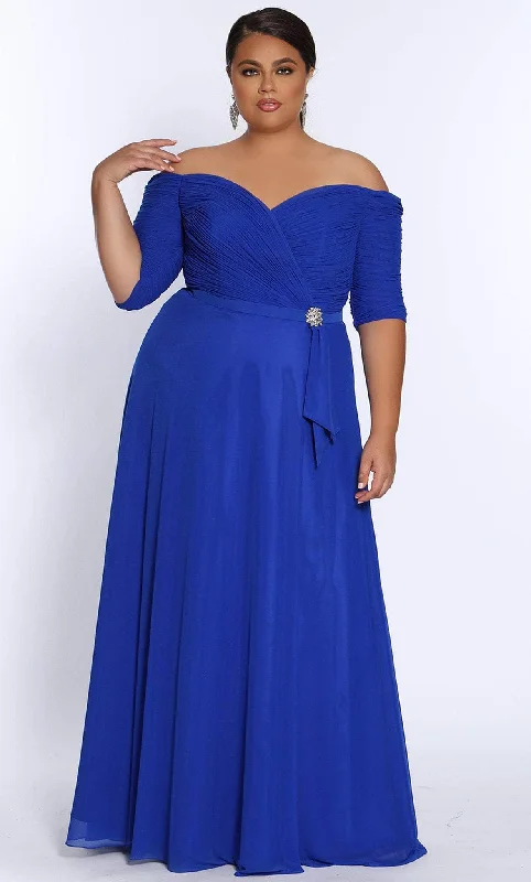 Sheath Wedding Gown Sydney's Closet CE2009 - Ruched Off Shoulder Evening Gown