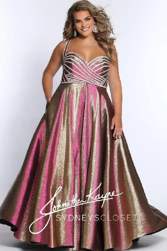 Silk Organza Gown Sydneys Closet Long Metallic Prom Plus Size Dress