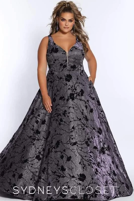 Regal Satin Gown Sydneys Closet Shimmer Long Prom Dress