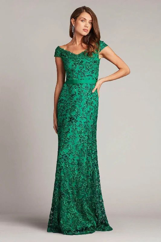 Floral Gown Tadashi Shoji BVZ19827L - V-Neck Lace Dress