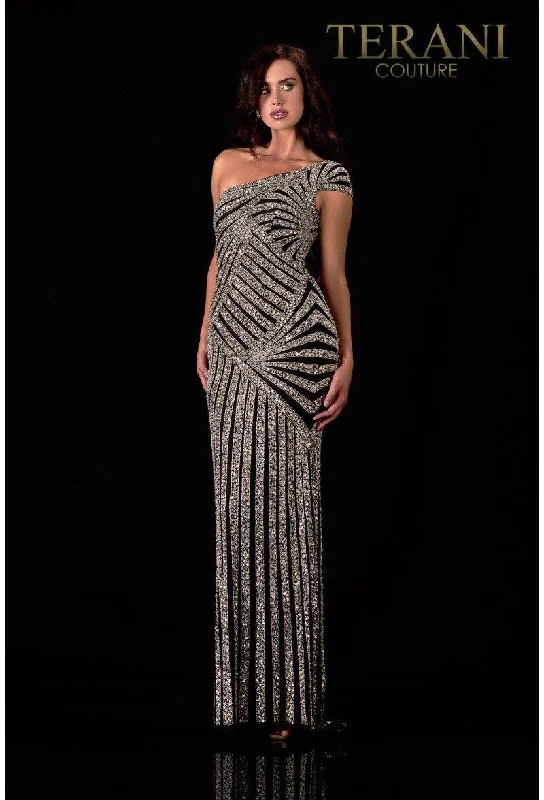 Hand-Beaded Gown Terani Couture 2111GL5044 Sexy Long Formal Prom Dress