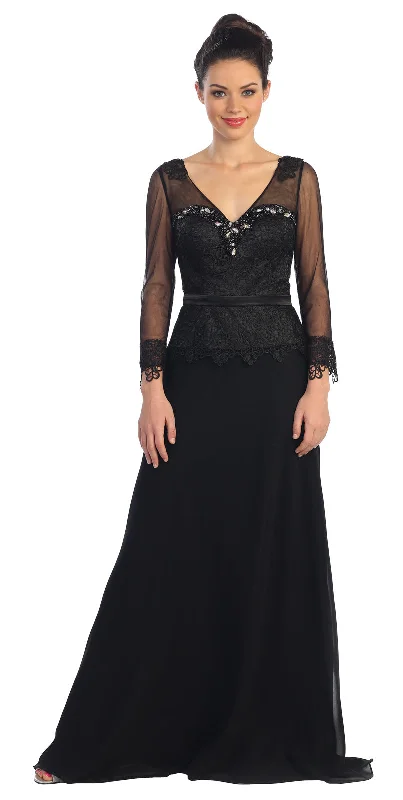 High Neck Dress Formal Long Sheer Sleeve Mother of the Bride Dress