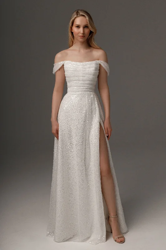 Royal Gown Wedding Dress Elu with Detachable Straps