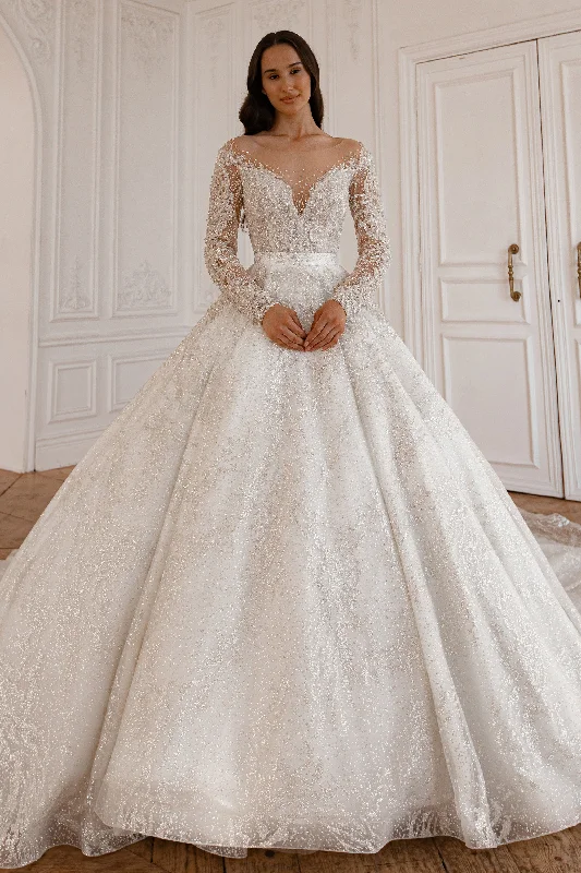 High Slit Gown 2 in 1 Wedding Dress Sabrina With Detachable Skirt Meryem