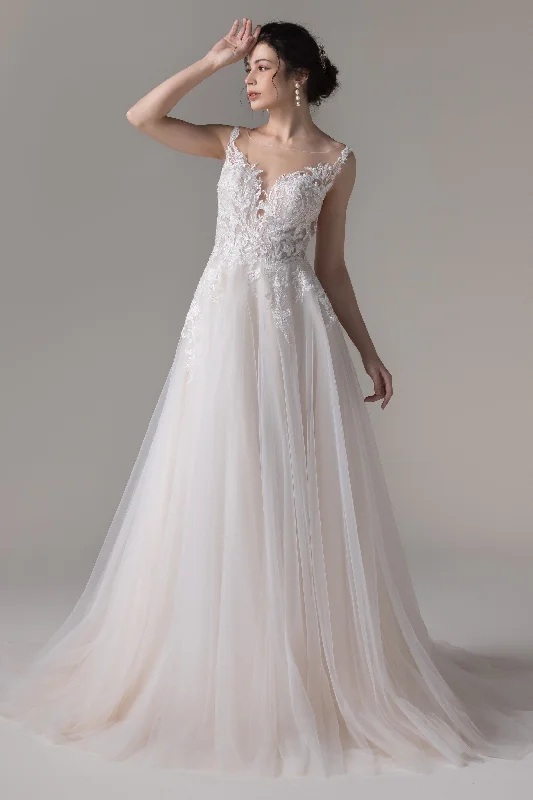 Tailored Wedding Dress A-Line Court Train Lace Tulle Wedding Dress CW2783