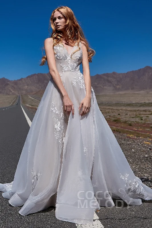 Sophisticated Dress A-Line Court Train Organza and Tulle Wedding Dress LD5862