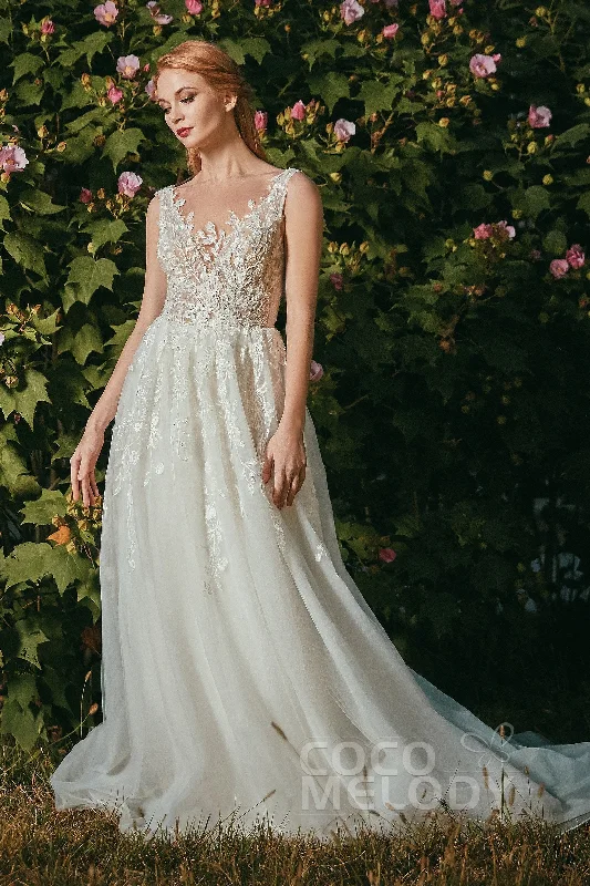 Fairytale Gown A-Line Court Train Tulle and Organza Wedding Dress CW2294