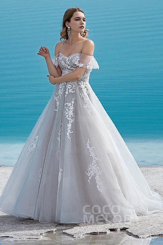 A-Line Court Train Tulle Wedding Dress LD5861