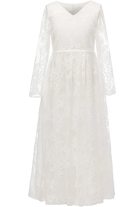 Crystal Embellished Dress A-Line Floor Length Lace Flower Girl Dress CF0301