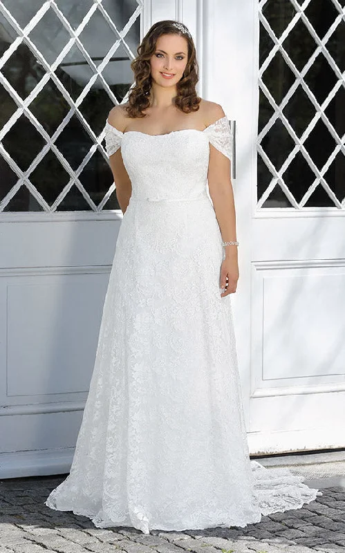 Flowing Wedding Gown A-Line Floor-Length Off-The-Shoulder Lace Sweep Train Wedding Dress-714773 Flowing Wedding Gown A-Line Floor-Length Off-The-Shoulder Lace Sweep Train Wedding Dress-714773