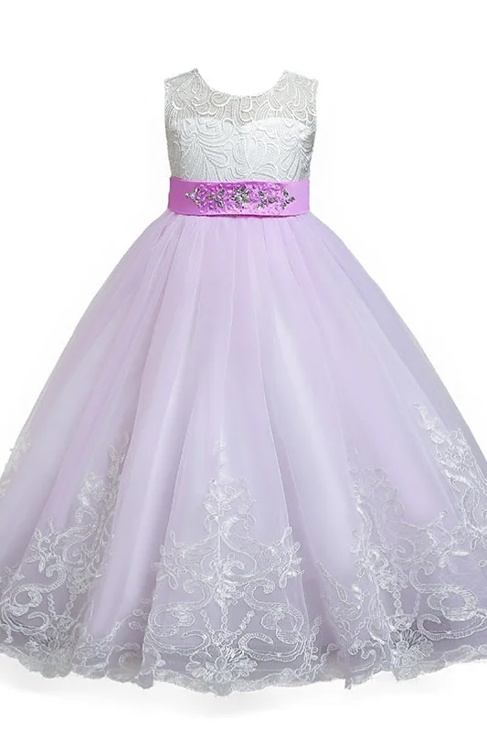 A-line floor length tulle lace flower girl dress 621667738228