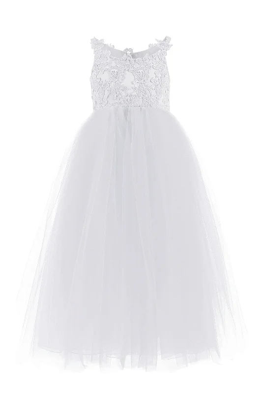 Lace Dress A-Line Floor Length Tulle Lace Flower Girl Dress CF0291