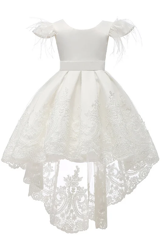 Boho Gown A-Line High-Low Tulle Lace Flower Girl Dress CF0313