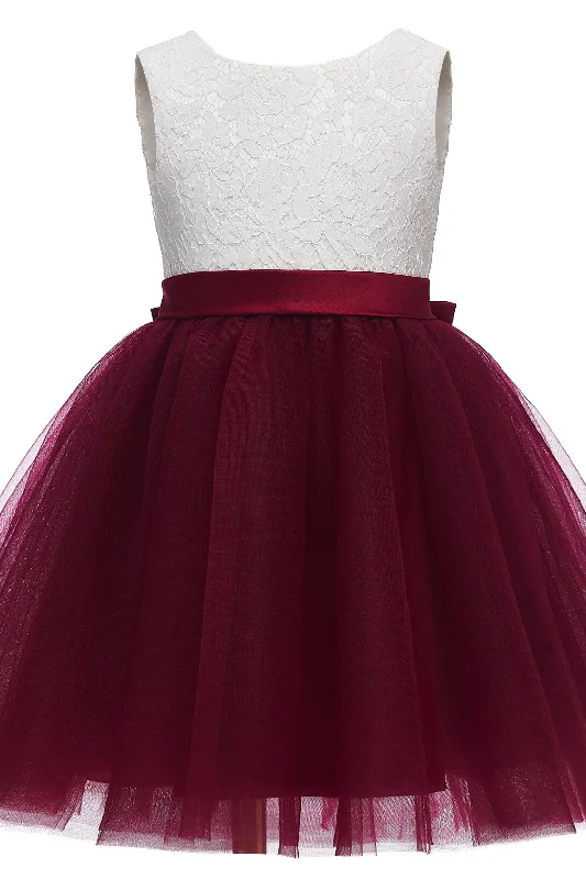 Organza Dress A-Line Knee Length Tulle Lace Flower Girl Dress CF0282