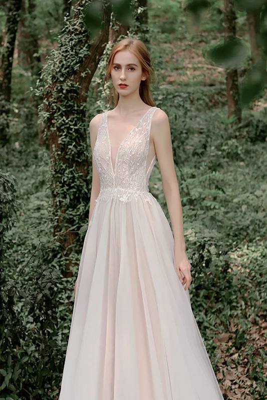 Couture Dress A-Line Sweep-Brush Train Lace Tulle Wedding Dress CW2750