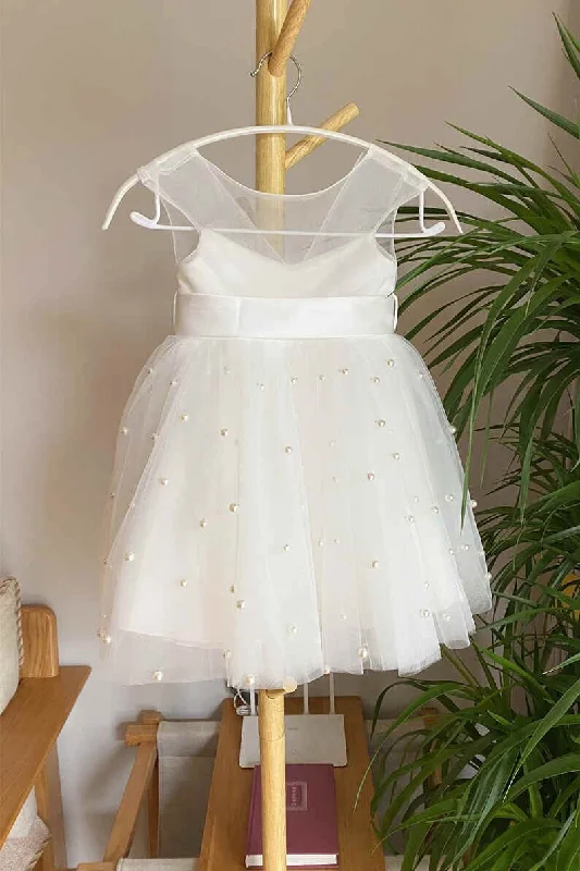 Empire Line Gown Adorable Ivory Toddler Dress with Pearls