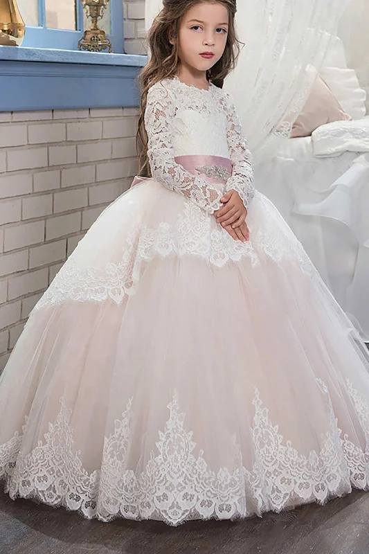 Sparkly Gown Ball Gown Floor Length Tulle Lace Flower Girl Dress CF0319