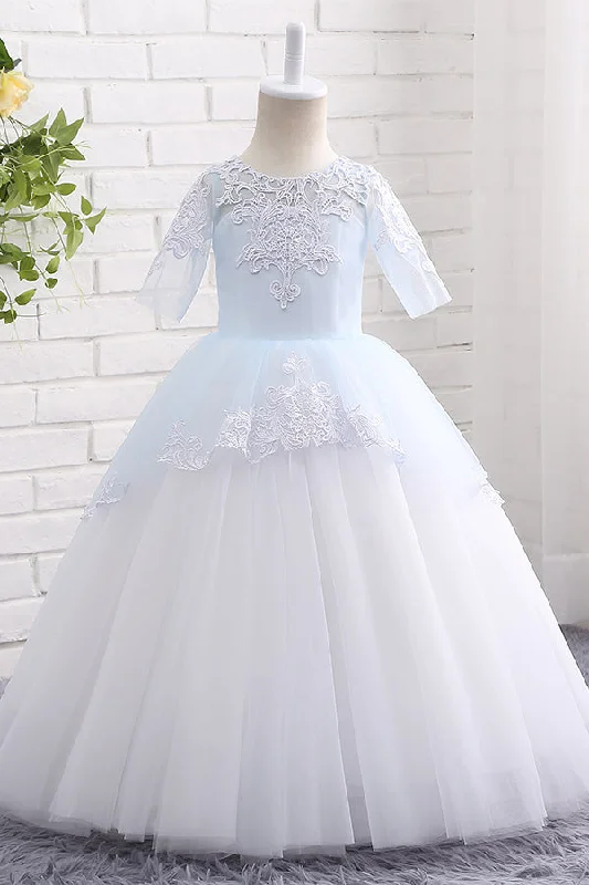 Ball Gown Half Sleeve Flower Girl Dress