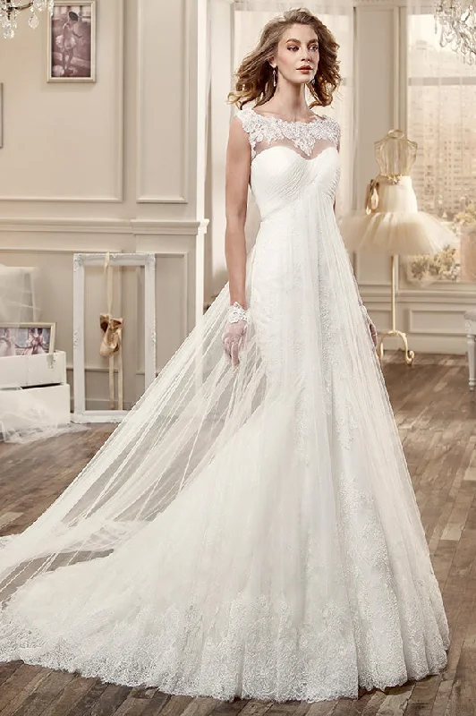 Ball Gown Bateau Sleeveless Mermaid Dress With Ruching And Lace-MK_701389