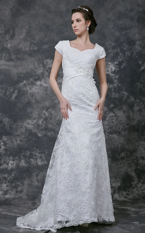 Ruffled Ball Gown Breathtaking Sweetheart Lace-appliqued and English Net Gown With Ruched Belt-ZP_706263 Ruffled Ball Gown Breathtaking Sweetheart Lace-appliqued and English Net Gown With Ruched Belt-ZP_706263