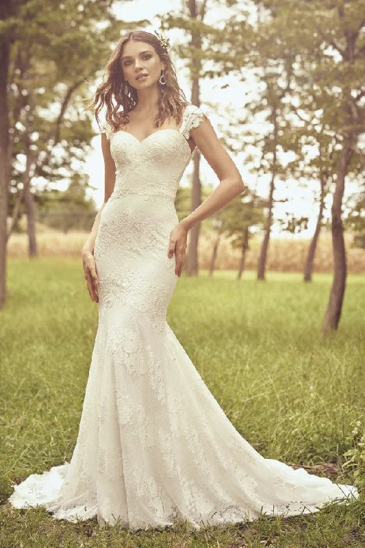 Vintage Lace Dress Cap Sleeve And Buttons Sweetheart Mermaid Lace Wedding Dress With Open Back-715892 Vintage Lace Dress Cap Sleeve And Buttons Sweetheart Mermaid Lace Wedding Dress With Open Back-715892