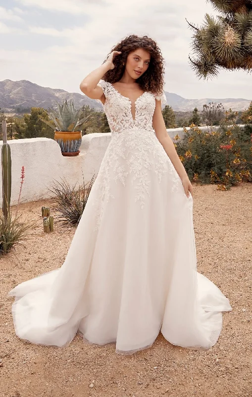 Unique Silhouette Gown Casablanca Beloved BL435 Rusty A-Line Low Back Cap Sleeves V-Neck 3D Lace Appliques Floral Embroidered Train Wedding Gown Unique Silhouette Gown Casablanca Beloved BL435 Rusty A-Line Low Back Cap Sleeves V-Neck 3D Lace Appliques Floral Embroidered Train Wedding Gown