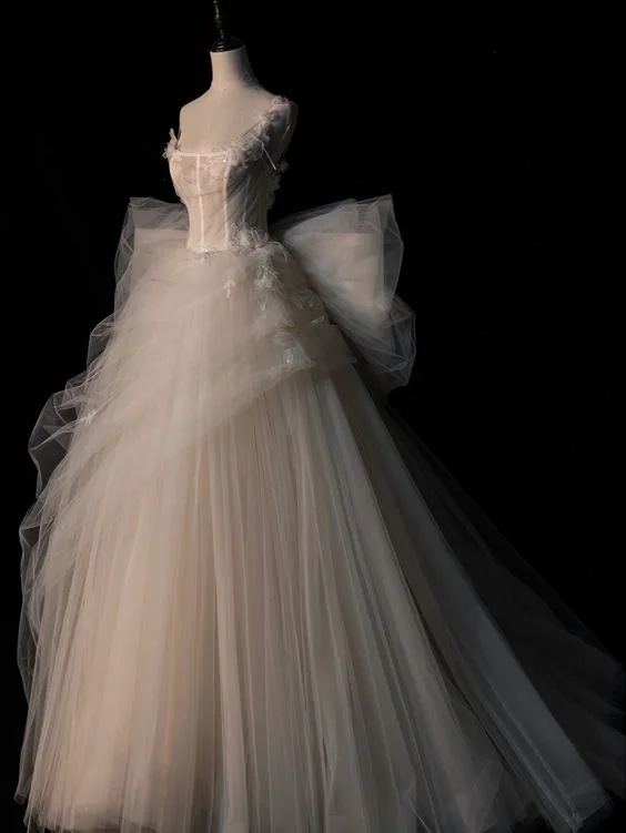 Bridal Gown Charming A Line Elegant Ball Gown Straps Long Tulle Wedding Dresses fg6438 Bridal Gown Charming A Line Elegant Ball Gown Straps Long Tulle Wedding Dresses fg6438