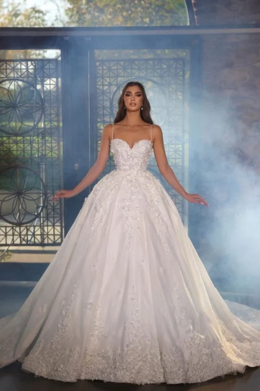 Empire Waist Gown Charming Spaghetti Straps Beaded Ball Gown Wedding Dress with Chapel Train Empire Waist Gown Charming Spaghetti Straps Beaded Ball Gown Wedding Dress with Chapel Train