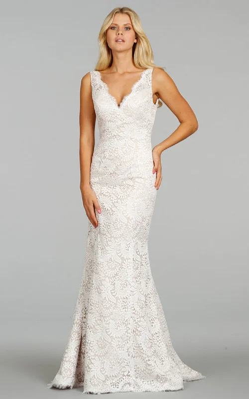 One-Shoulder Gown Classic Sleeveless V-Neck Floor Length Lace Dress
