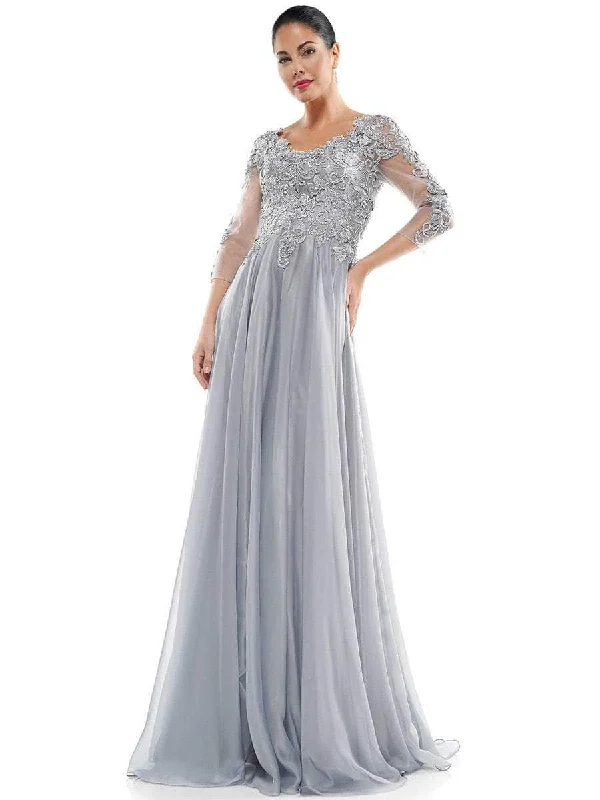 Colors Dress M281 - Quarter Sleeve Embroidered Evening Dress