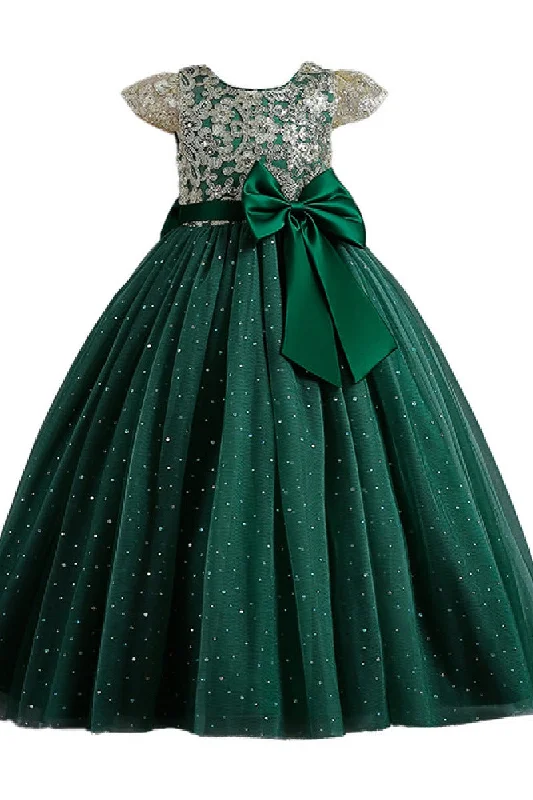 Crystal Embellished Dress Ball Gown Floor Length Tulle Lace Flower Girl Dress 684775818852