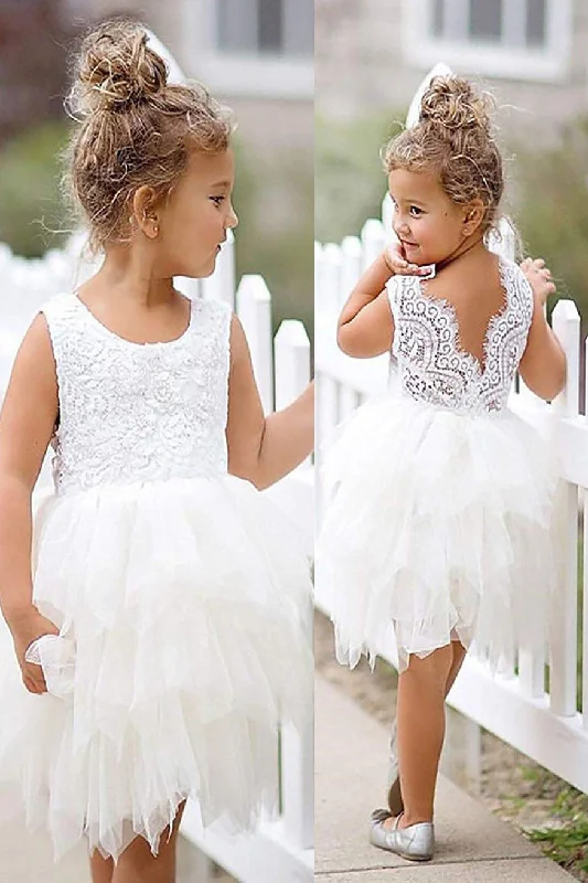 Grand Ballroom Gown Cute White Tutu Flower Girl Dress