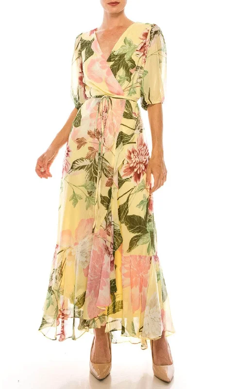 Danny & Nicole 91569MZ - Floral Printed Long Dress