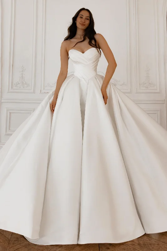 Ruched Bodice Dress Basque Waist Wedding Gown Oceania
