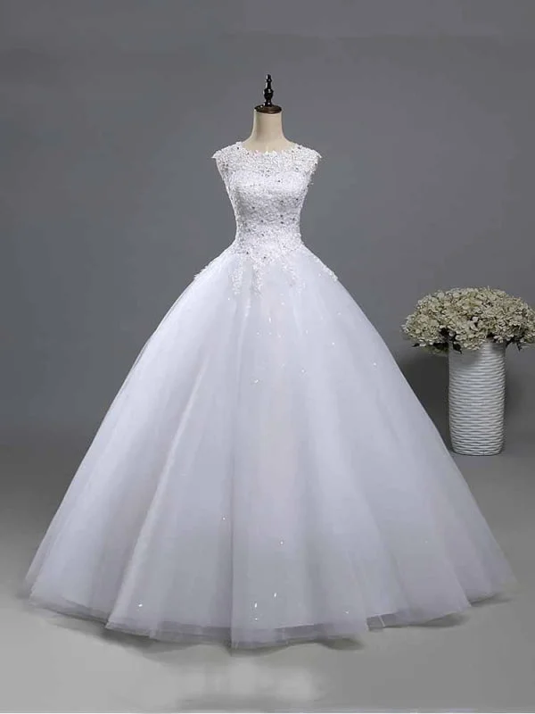 Bridal Gown Elegant Beads Lace-Up Ruffles Wedding Dresses