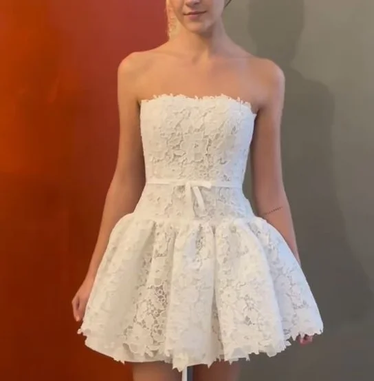 Illusion Neckline Dress Elegant lace wedding dress for women, pleated white dress fg5719 Illusion Neckline Dress Elegant lace wedding dress for women, pleated white dress fg5719
