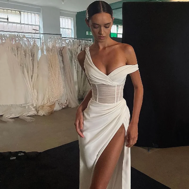 Chic Wedding Gown Elegant One-Shoulder Mermaid Wedding Dress       fg6310