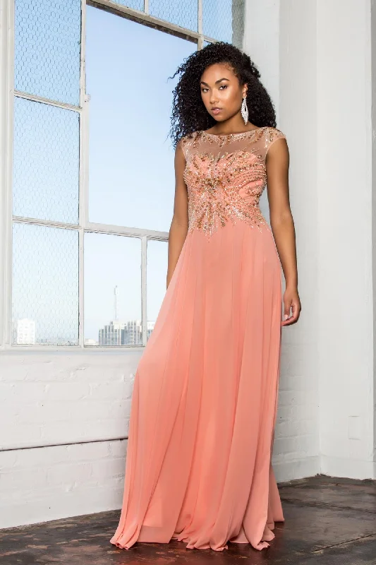Embroidered Satin Dress Prom Long Dress formal Evening Gown