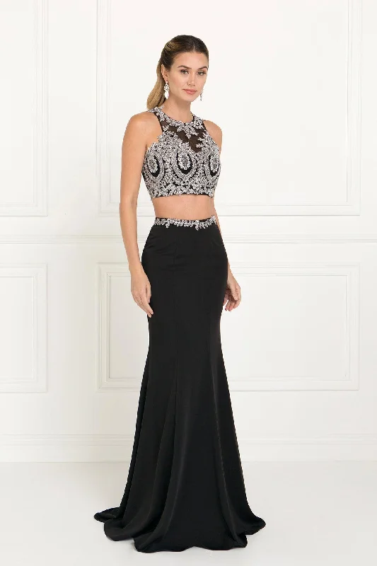 Couture Wedding Gown Prom Long Formal Dress Two Piece Halter Evening Gown