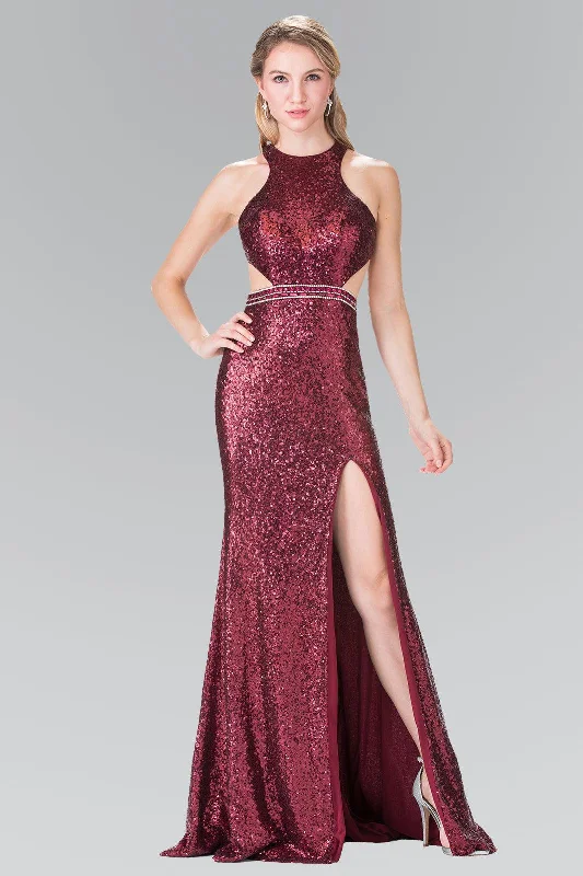 Soft Tulle Dress Prom Formal Sequins Long Dress with Side Slit