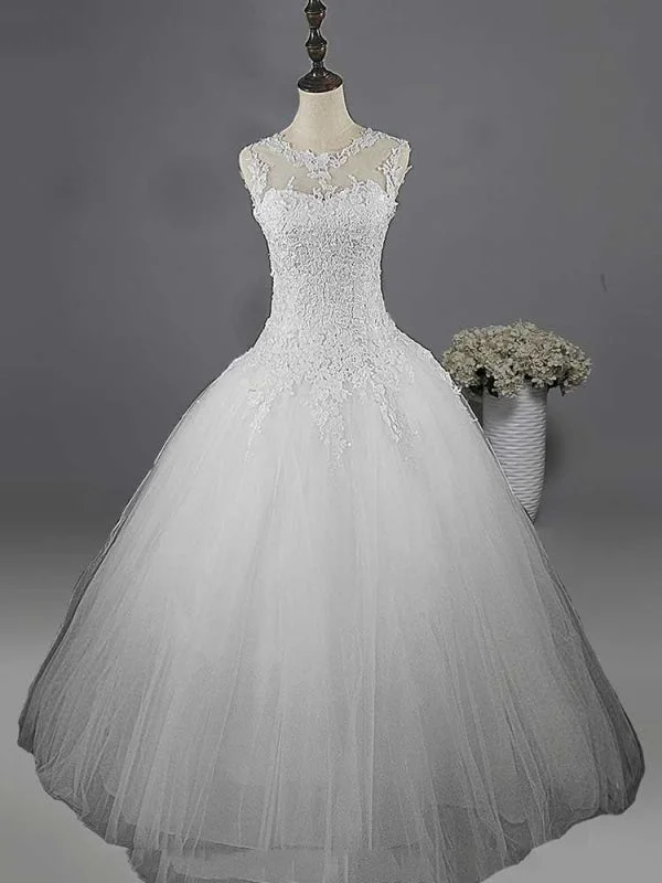 Stunning Chiffon Dress Glamorous Lace Ball Gown Tulle Wedding Dresses