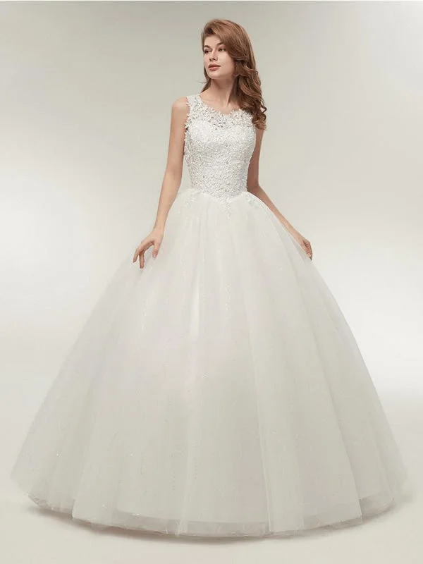 Beaded Dress Glamorous Appliques Lace Up Ball Gown Wedding Dresses