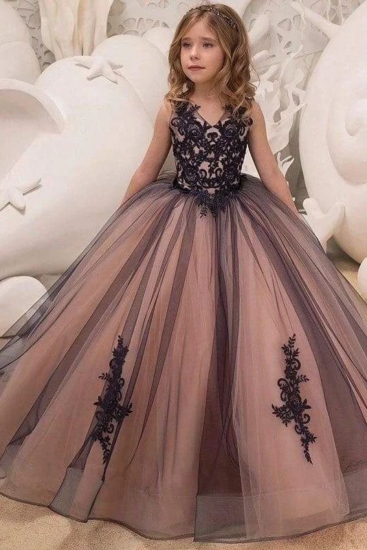 Tailored Wedding Dress Gorgeous Ball Gown Flower Girl Dress with Appliques