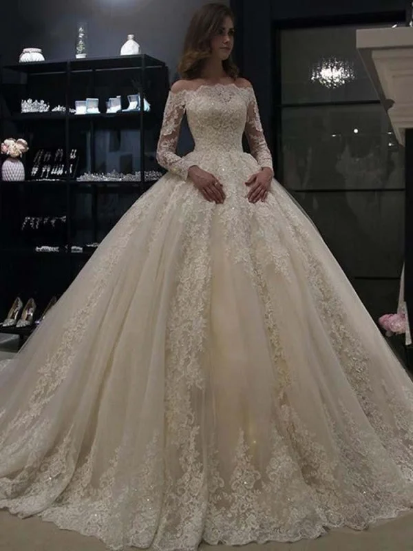 Beautiful Wedding Gown Gorgeous Long Sleeves Lace Ball Gown Wedding Dresses