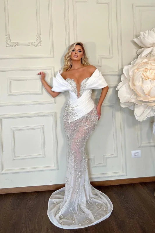 Grand Ballroom Gown Heavy White Prom Dress Charmeuse Wedding Dress Sleeveless Tulle Grand Ballroom Gown Heavy White Prom Dress Charmeuse Wedding Dress Sleeveless Tulle