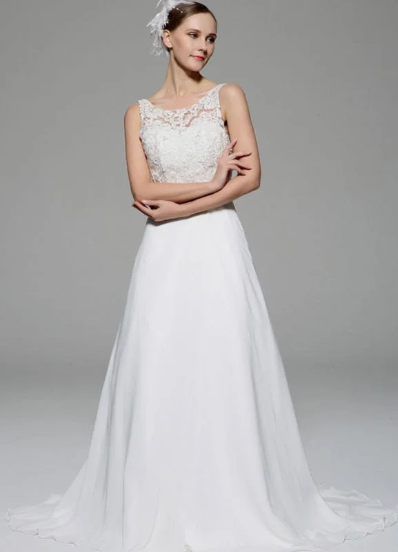 Luxury Gown Ivory Wedding Dress Illusion Rhinestone Lace Satin Wedding Gown