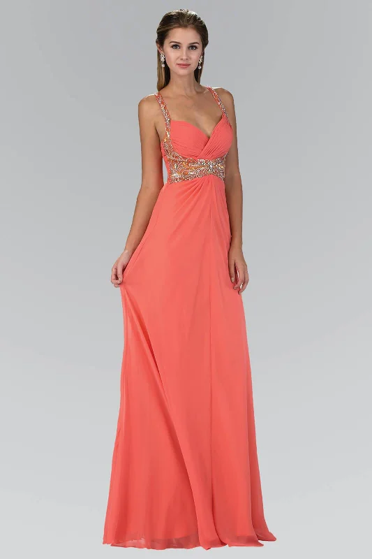Ornate Lace Dress Jewel Embellished Chiffon Long Prom Dress Formal
